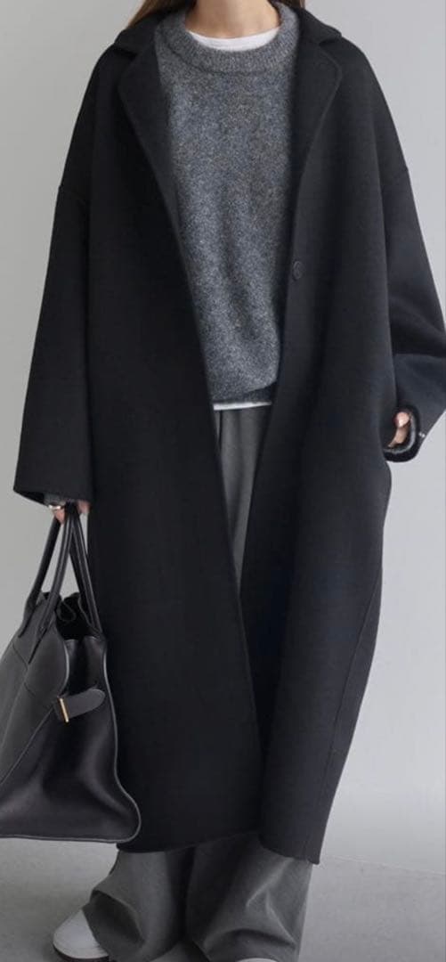 evernavy リバーロングコクーンコート　MT ブラック