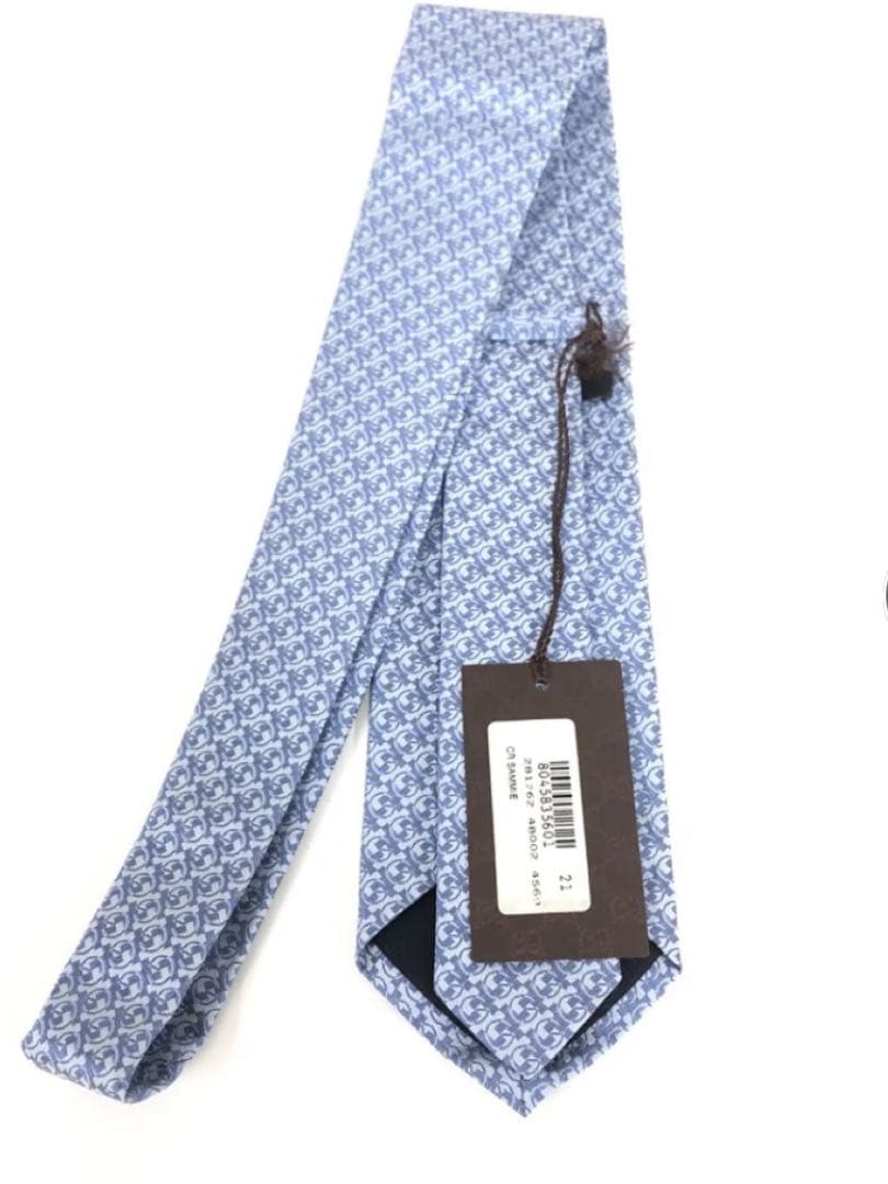 GUCCI ブルーパターンネクタイ 箱付き・タグ付き