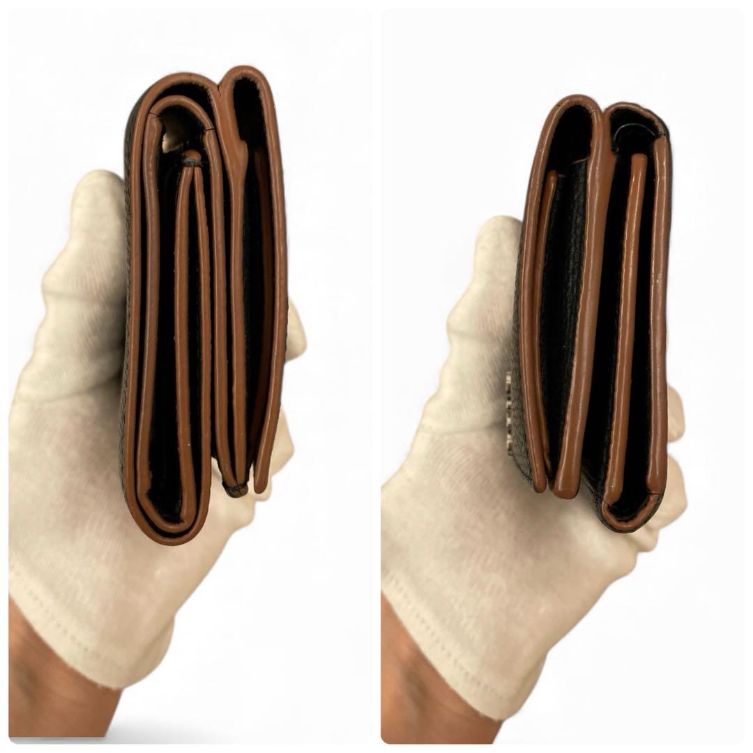 【極美品】LOEWE アナグラム トライフォールド 三つ折り財布 ブラック 黒