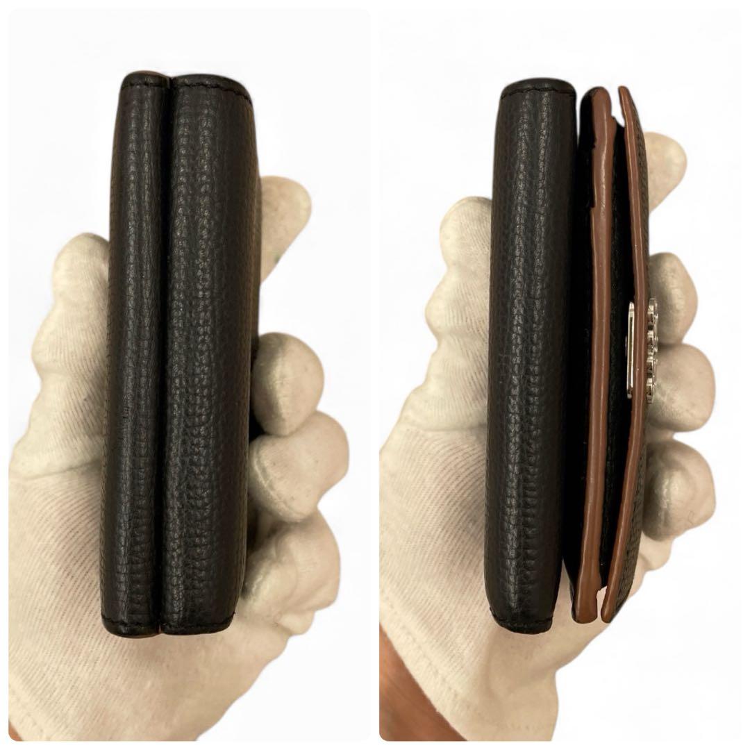 【極美品】LOEWE アナグラム トライフォールド 三つ折り財布 ブラック 黒