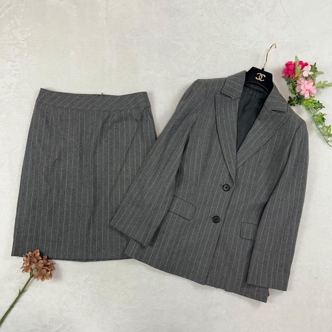 J272 美品 M バーバリーロンドン スーツ上下 グレー レディース