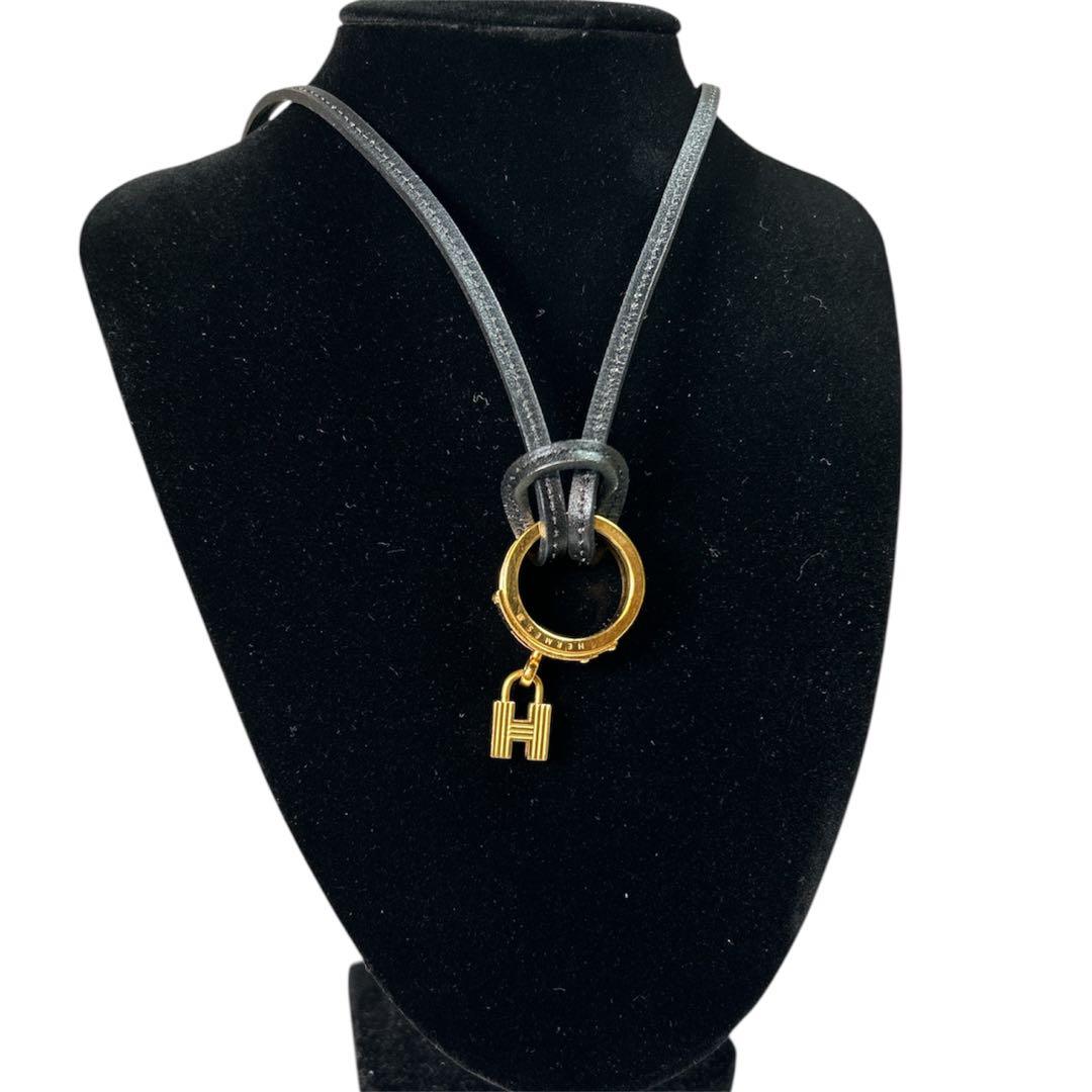 【iy/7.14/10】HERMES Hロゴチャーム ネックレス