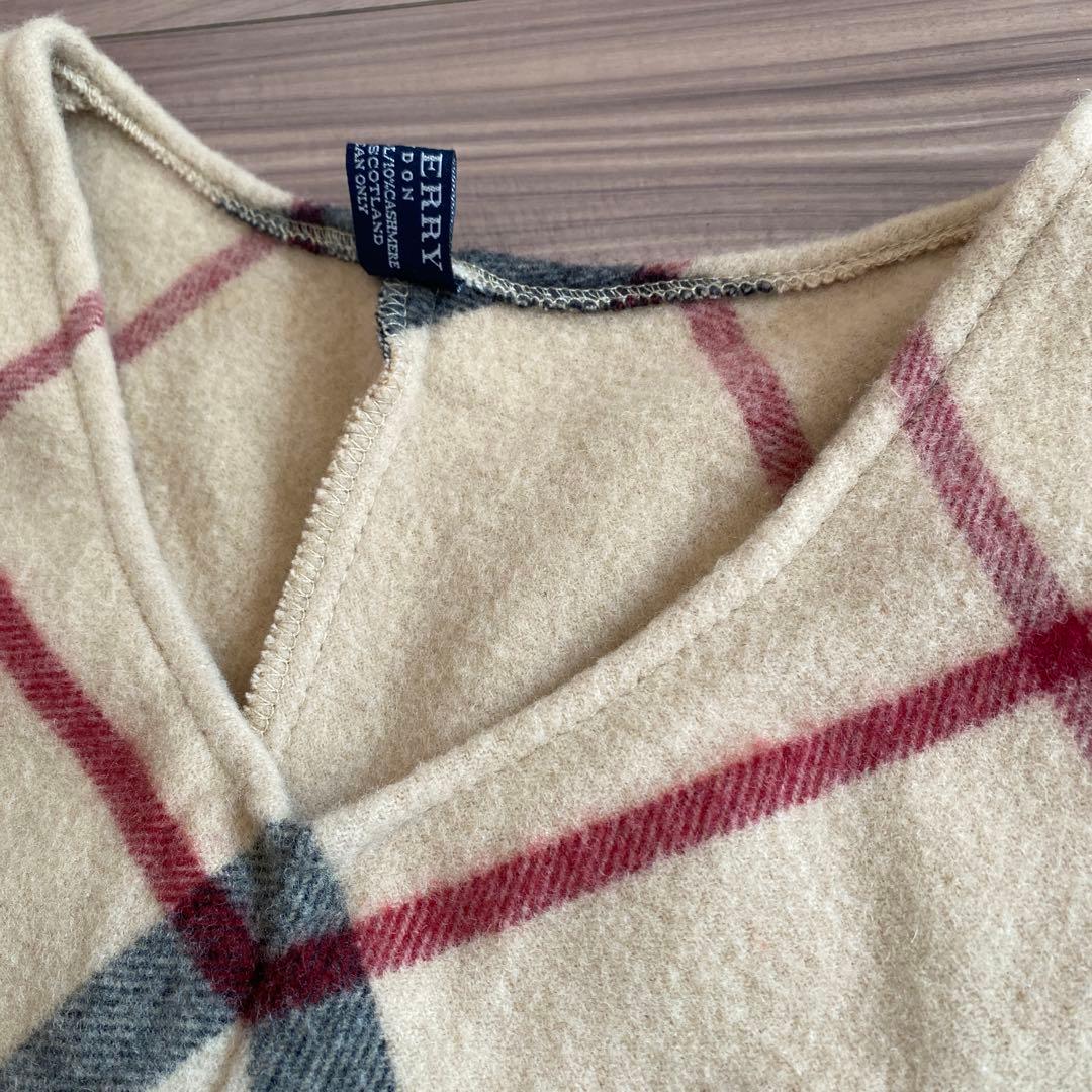 ★*★様 英国製 BURBERRYバーバリー チェック柄 カシミヤ ポンチョ ケ