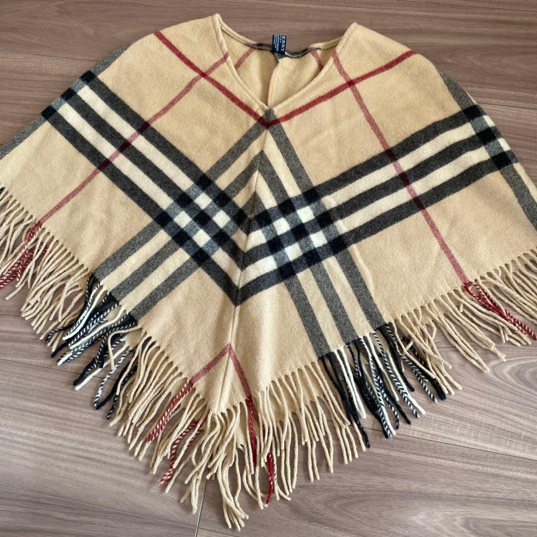 ★*★様 英国製 BURBERRYバーバリー チェック柄 カシミヤ ポンチョ ケ