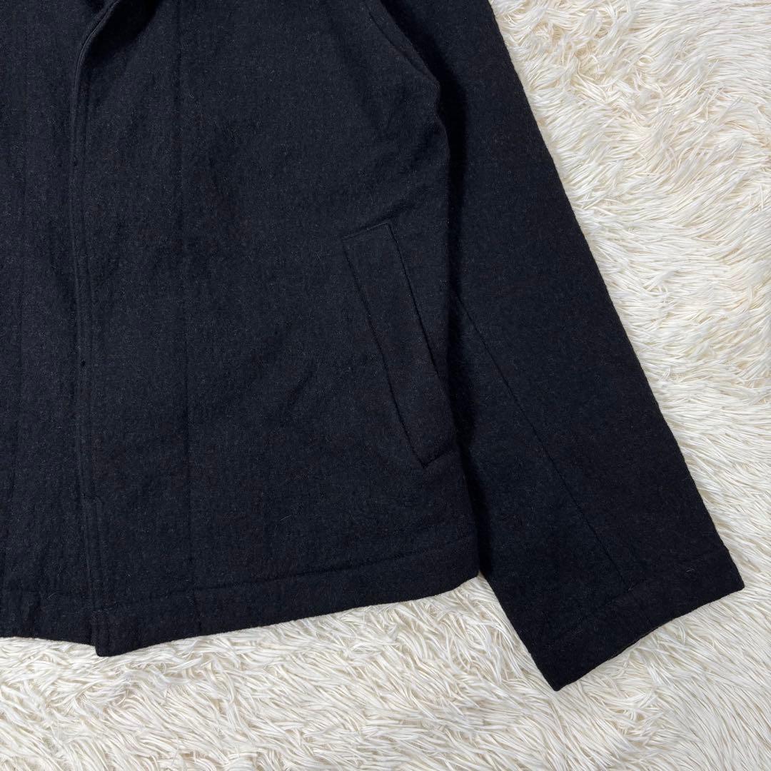 45RPM ウールジャケット 襟レザー 異素材切り替え ブラック Lサイズ