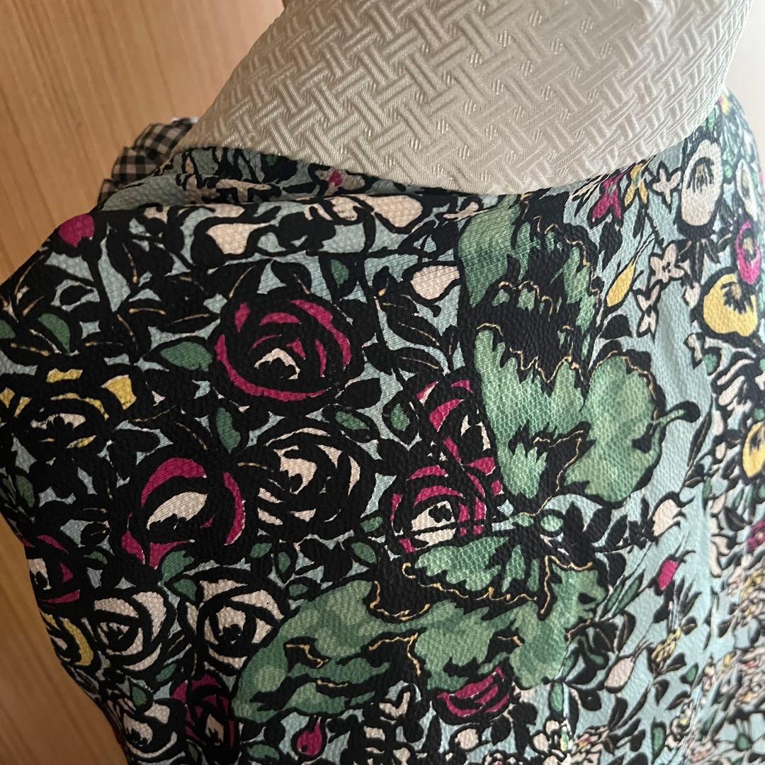 5905◆アンティーク長襦袢水色アールヌーボー薔薇と蝶々おしゃれ洋風modern