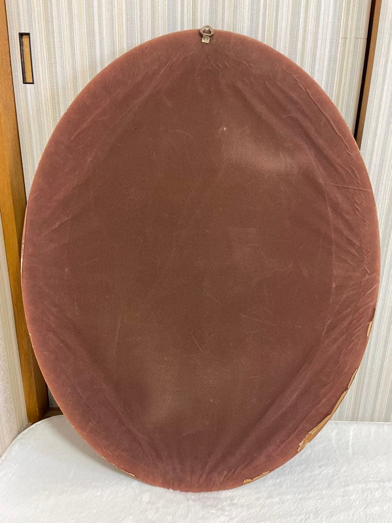 高さ88/希少/彫刻/大型ウォールミラー/楕円/木枠/ビンテージ/アンティーク