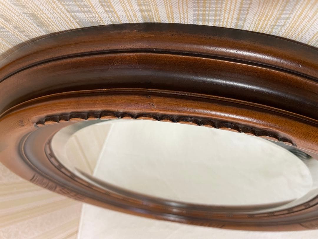 高さ88/希少/彫刻/大型ウォールミラー/楕円/木枠/ビンテージ/アンティーク