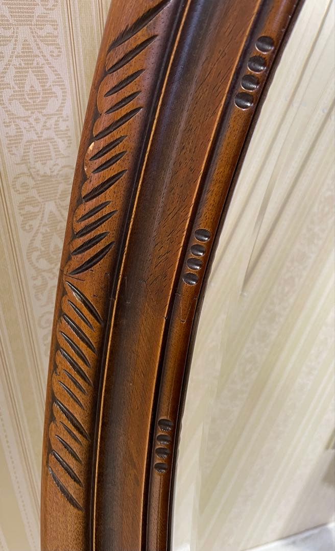 高さ88/希少/彫刻/大型ウォールミラー/楕円/木枠/ビンテージ/アンティーク