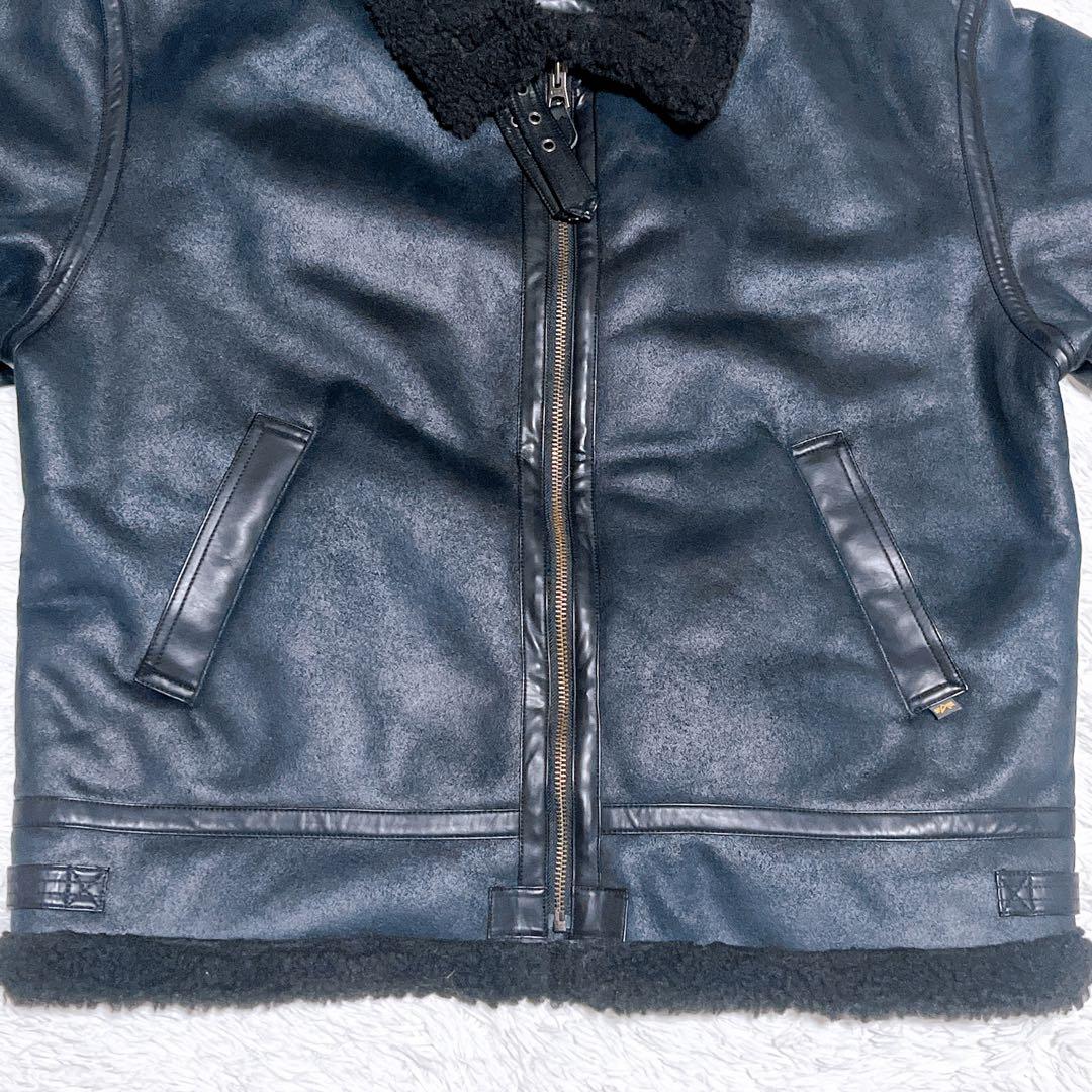 ALPHA ボア フェイクムートン b-3 フライトジャケット ブラック 2XL