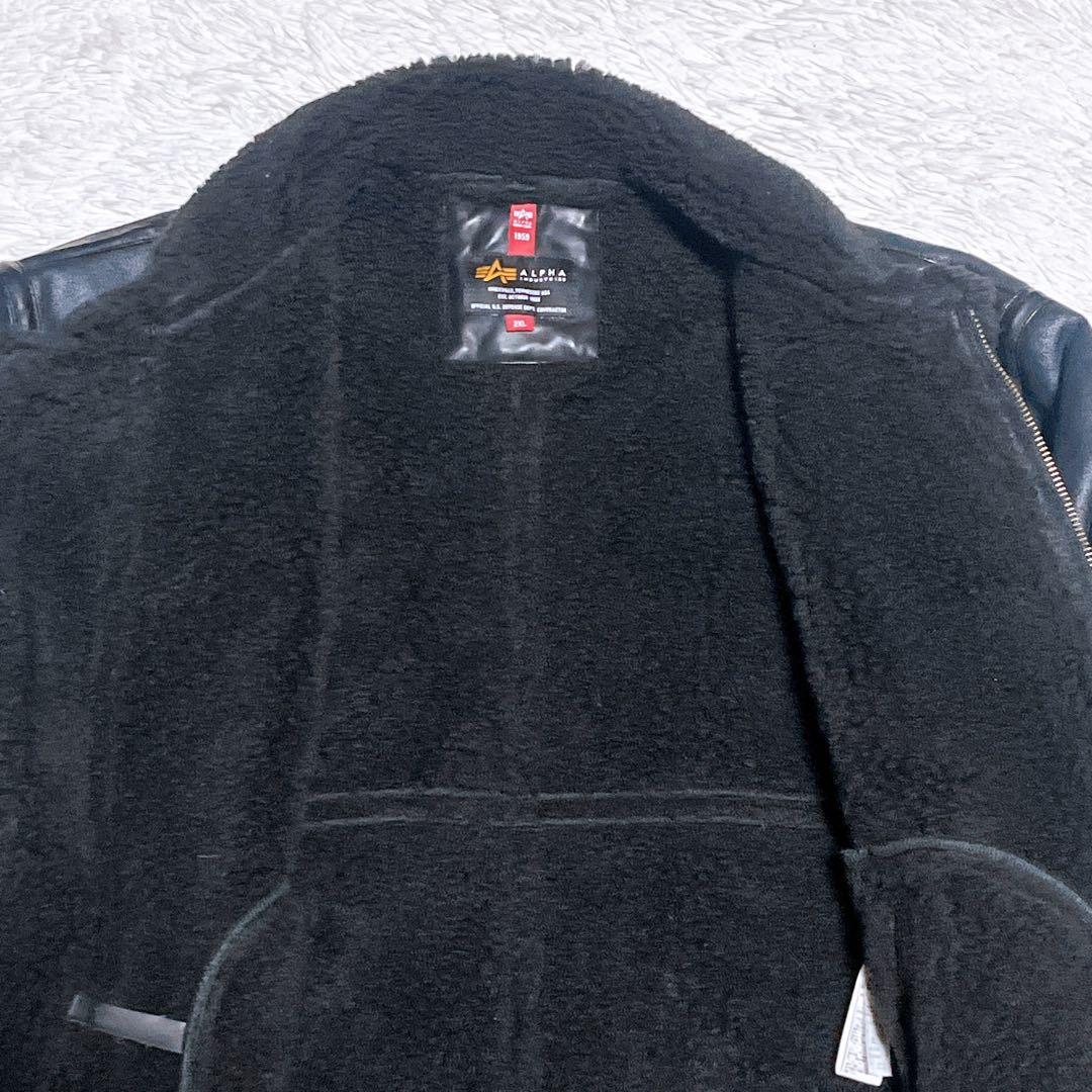 ALPHA ボア フェイクムートン b-3 フライトジャケット ブラック 2XL