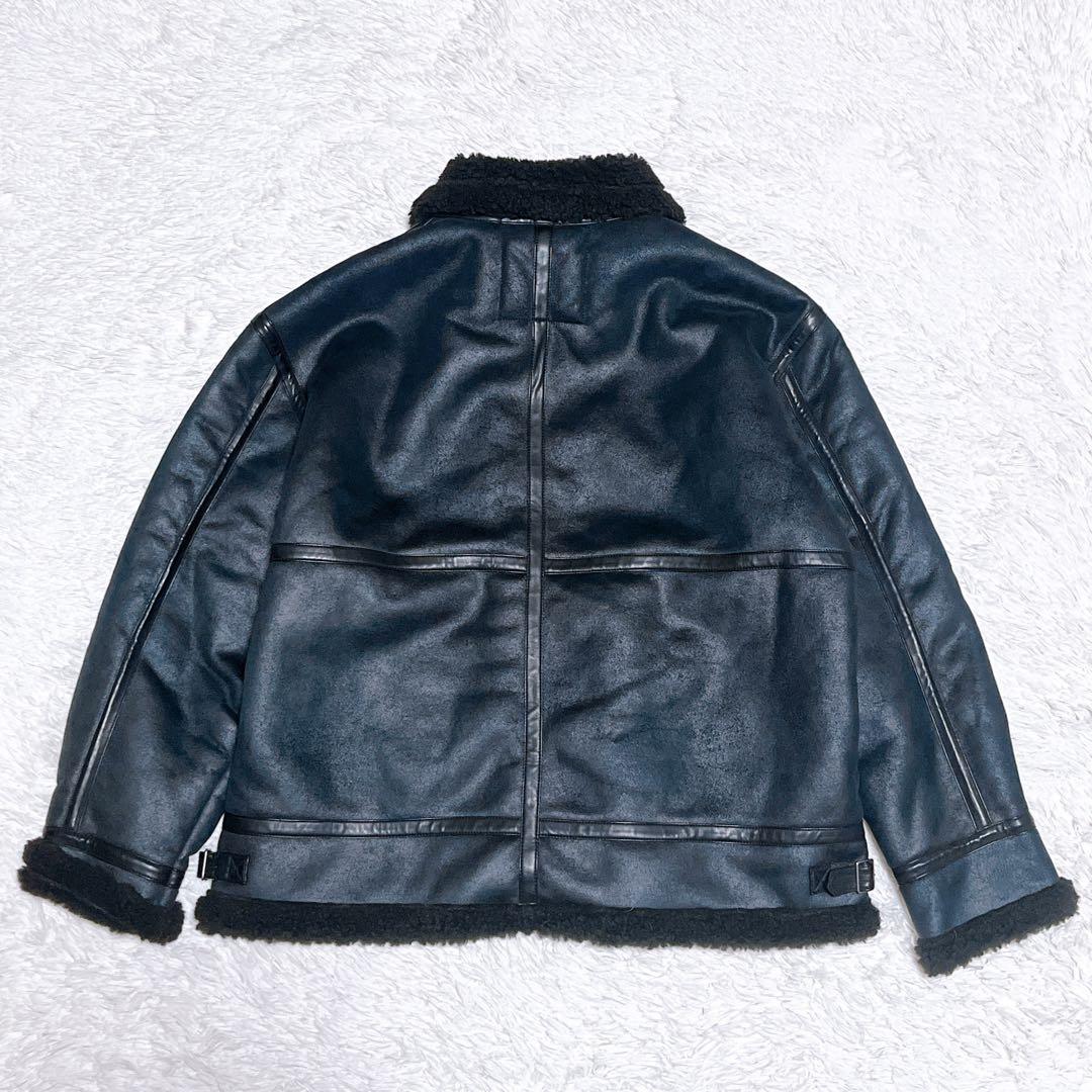 ALPHA ボア フェイクムートン b-3 フライトジャケット ブラック 2XL