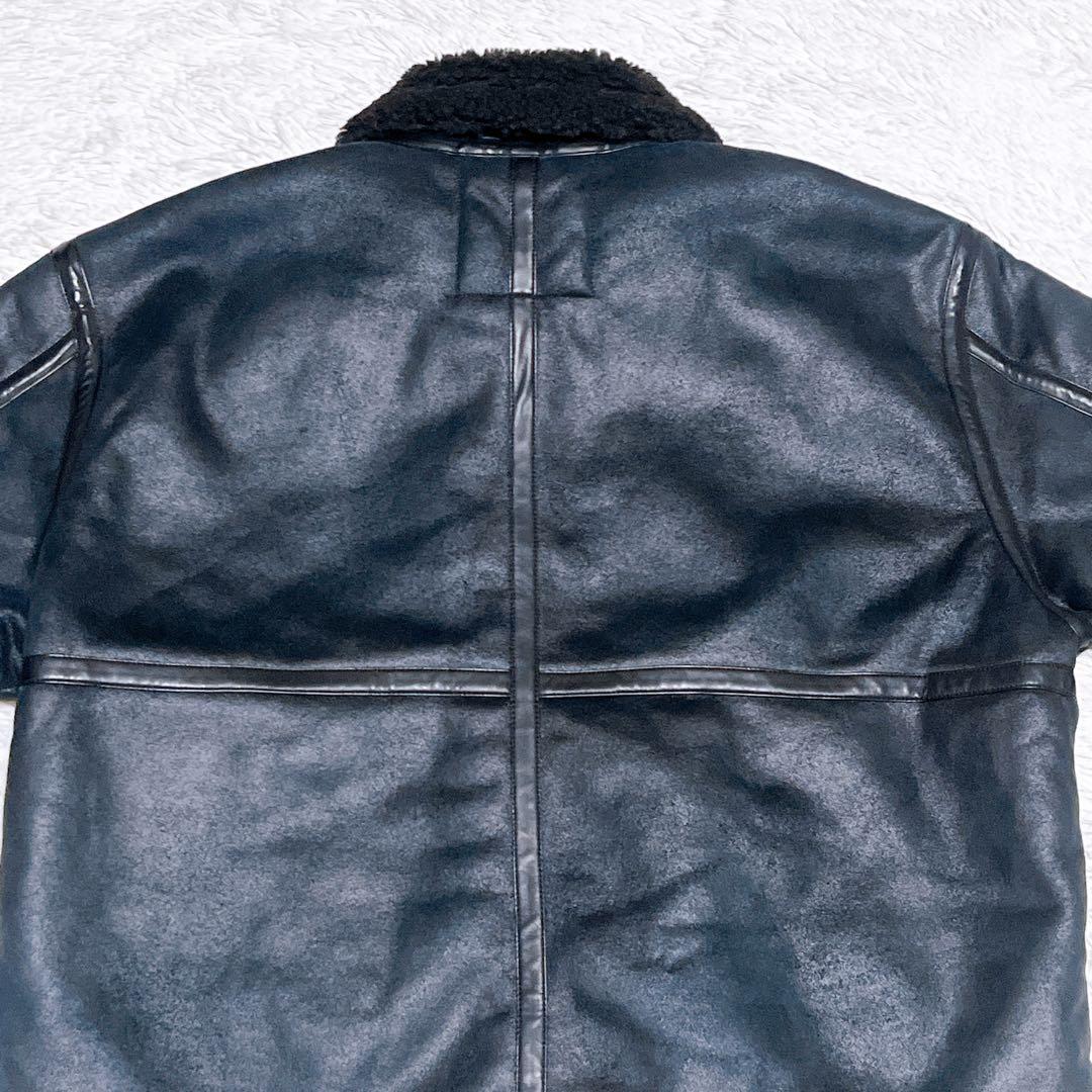 ALPHA ボア フェイクムートン b-3 フライトジャケット ブラック 2XL