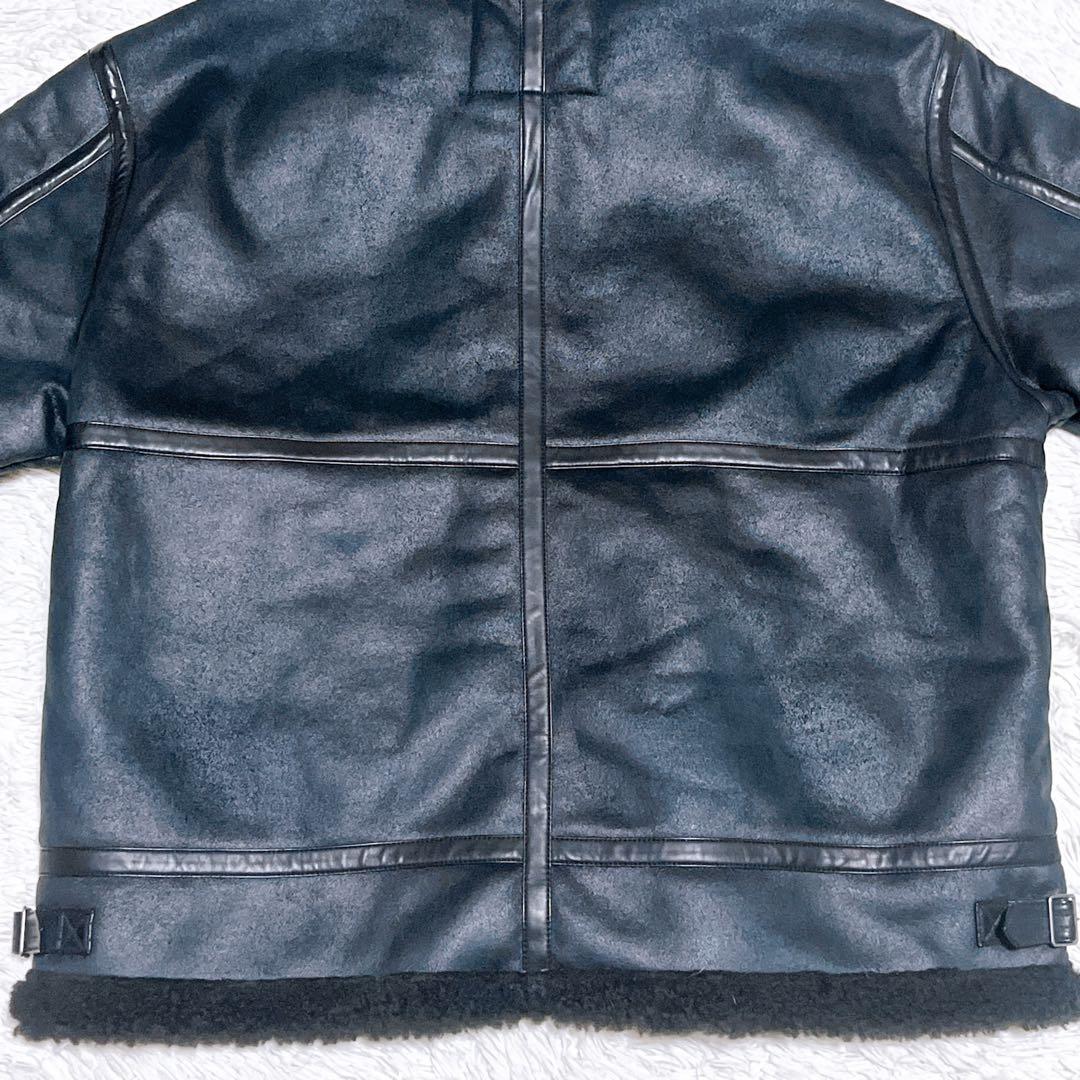 ALPHA ボア フェイクムートン b-3 フライトジャケット ブラック 2XL