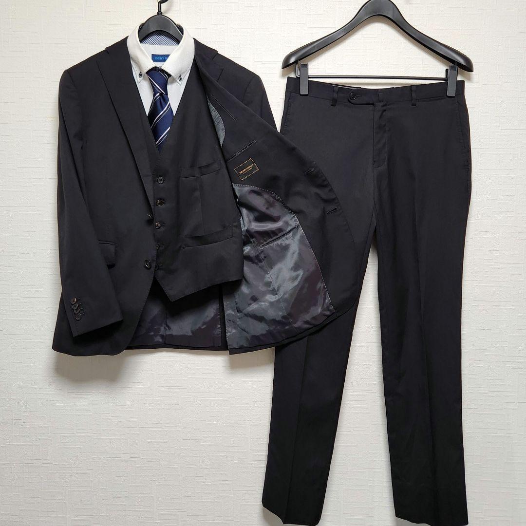 スーツカンパニー　メンズ　スーツ　スリーピース　ブラック　4シーズン　ストレッチ