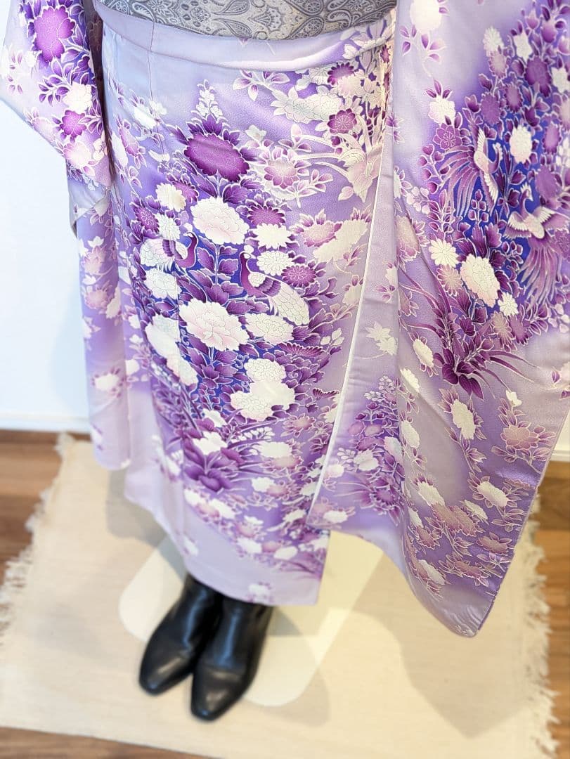 振袖フルセット 身丈155裄62 豪華振袖 暈し染め 銀彩 紫 逸品 成人式
