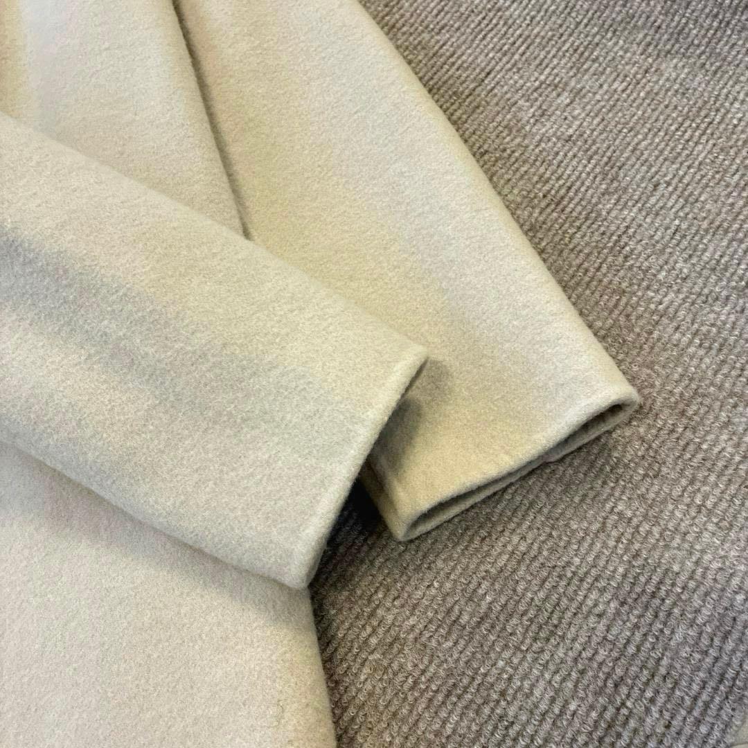 アストラット♡アシンメトリー ウール リバーコート ノーカラー 日本製 ベージュ