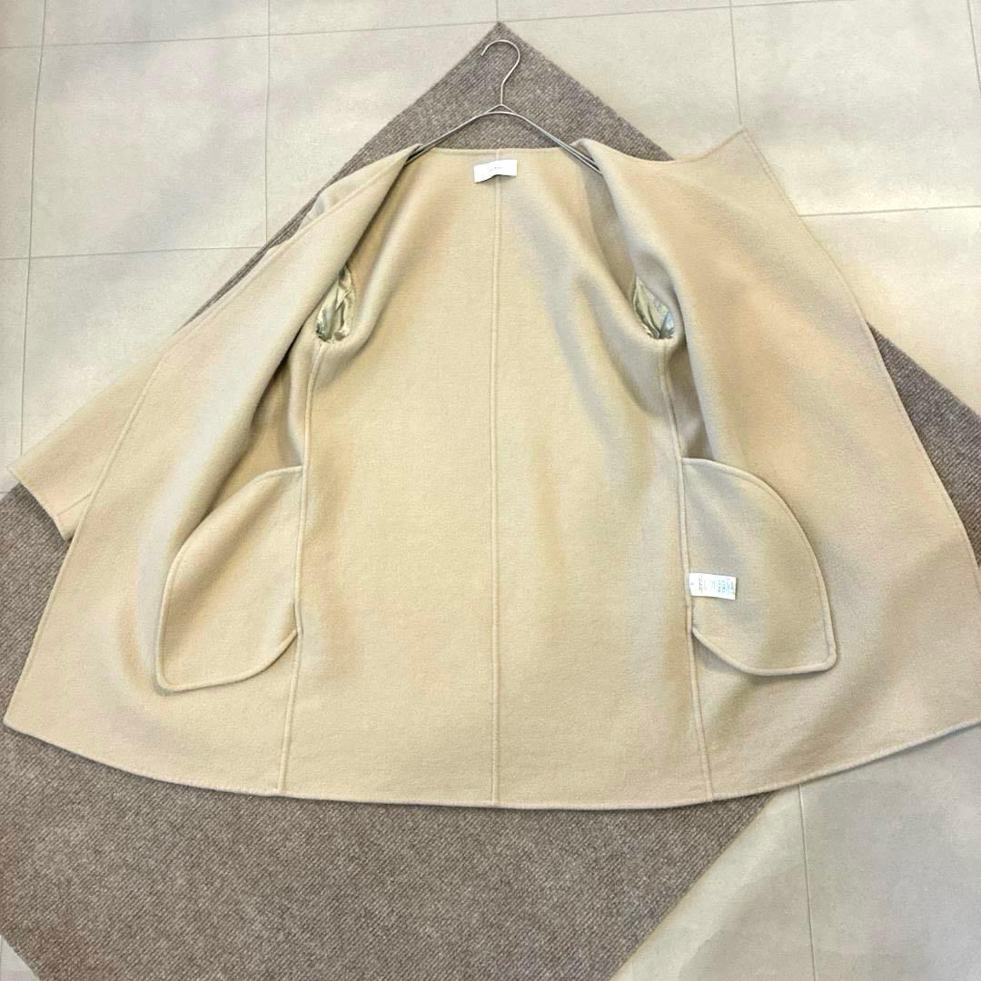 アストラット♡アシンメトリー ウール リバーコート ノーカラー 日本製 ベージュ