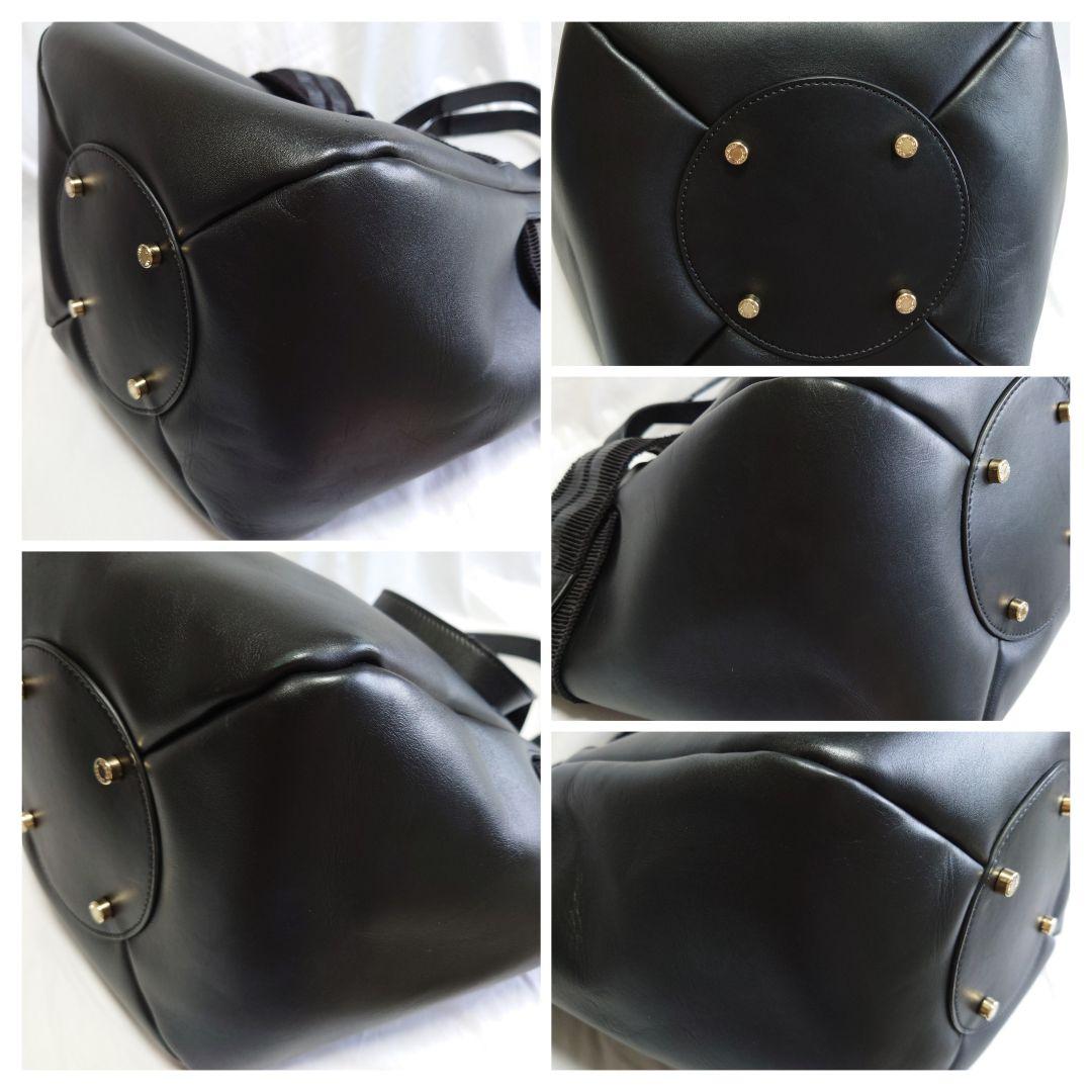 GIORGIO ARMANI　ブラックレザー　トートバッグ　ショルダーバッグ