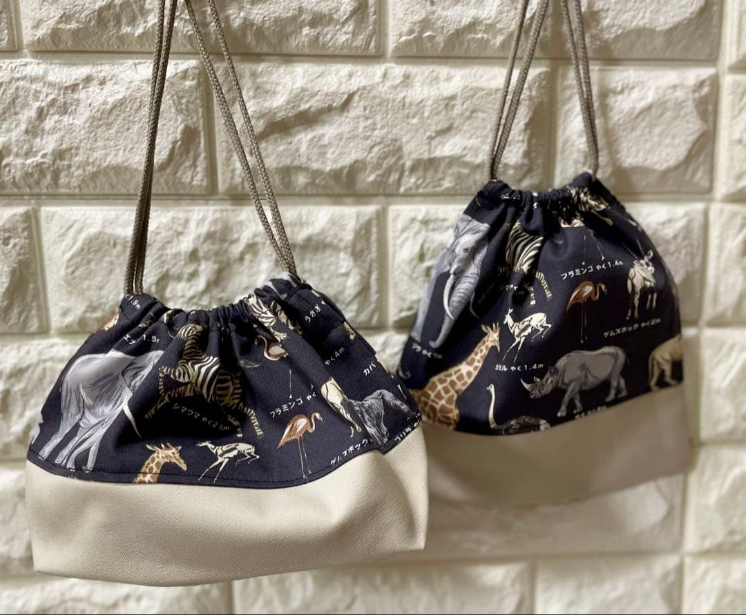 動物　図鑑　ハンドメイド　レッスンバッグ　男の子　入園　入学　セット　ライオン