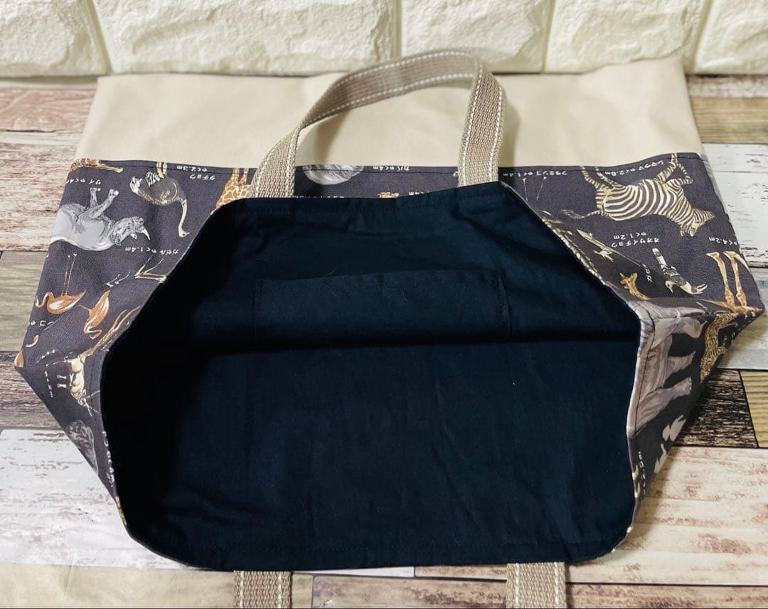 動物　図鑑　ハンドメイド　レッスンバッグ　男の子　入園　入学　セット　ライオン