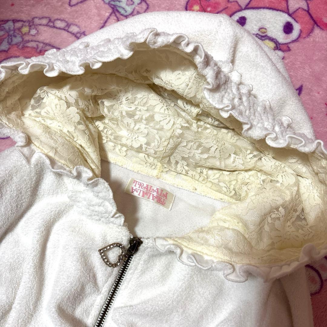 トゥララ　フリルレースパーカー　ハートチャーム　姫ギャルy2k リズリサ