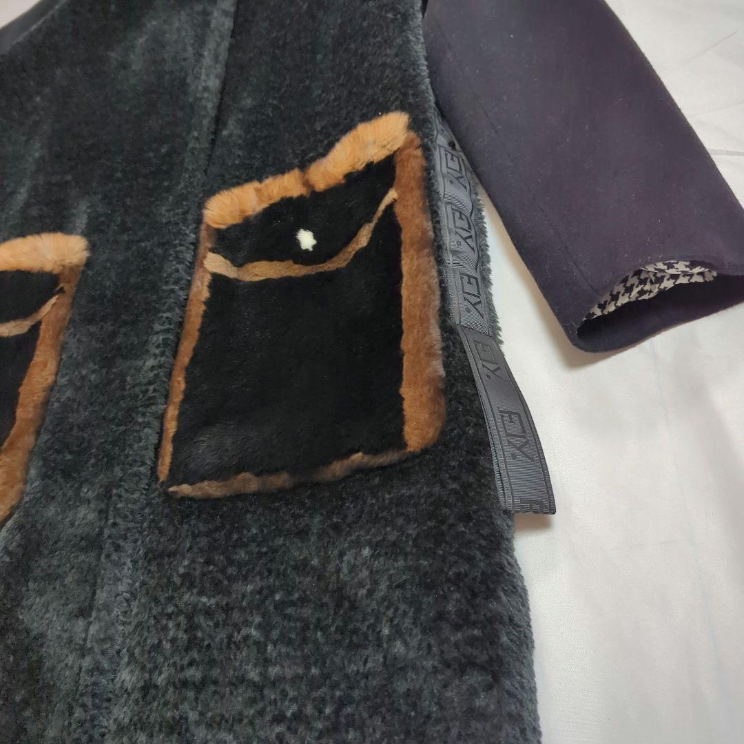 VESGIOIA (ベスジョーヤ)異素材 コンビ スタンドカラー ロングコート