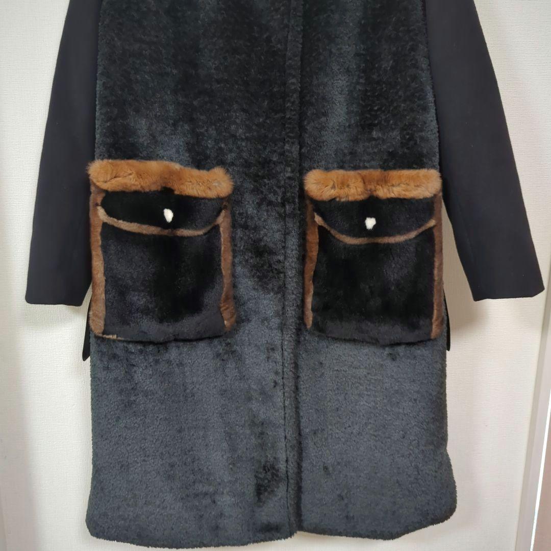 VESGIOIA (ベスジョーヤ)異素材 コンビ スタンドカラー ロングコート