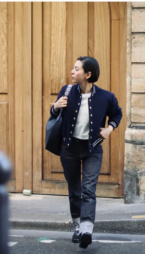 【美品】aLORS アロー　ブルゾン　ガビ　ダークネイビー