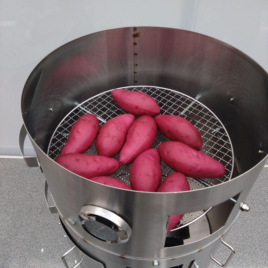 値下げ「炭火」 やきいも釜 送料無料 つぼやき 割れ欠けない ステンレス製 焼芋