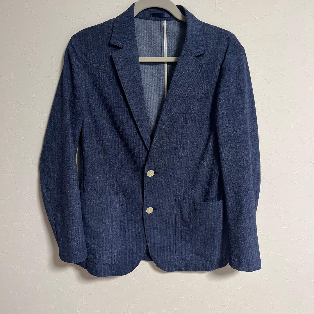 BEAMS デニムプリント シアサッカー 2ボタン ジャケット パンツ　セット