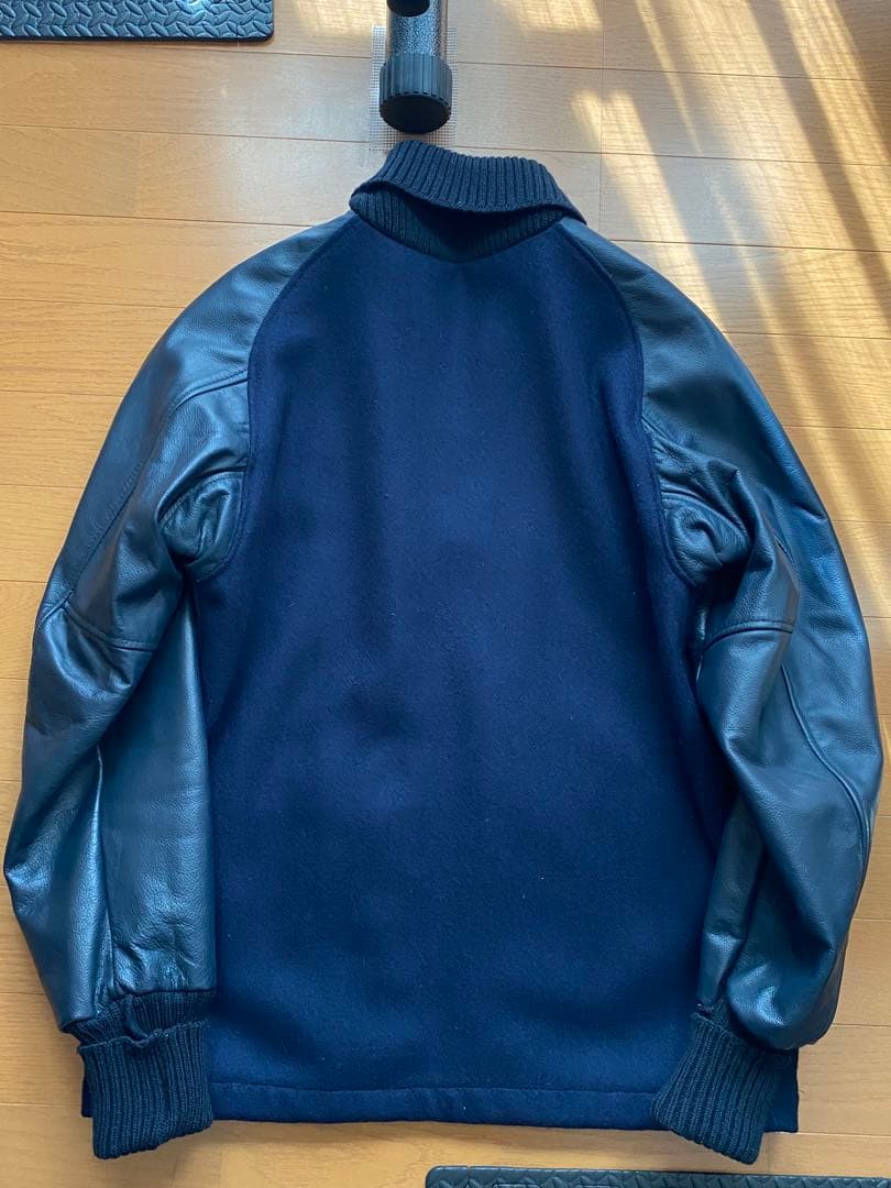 スクーカム　スタジャン　レザー　34 ファラオ　ダブルLENZIP ネイビー美品