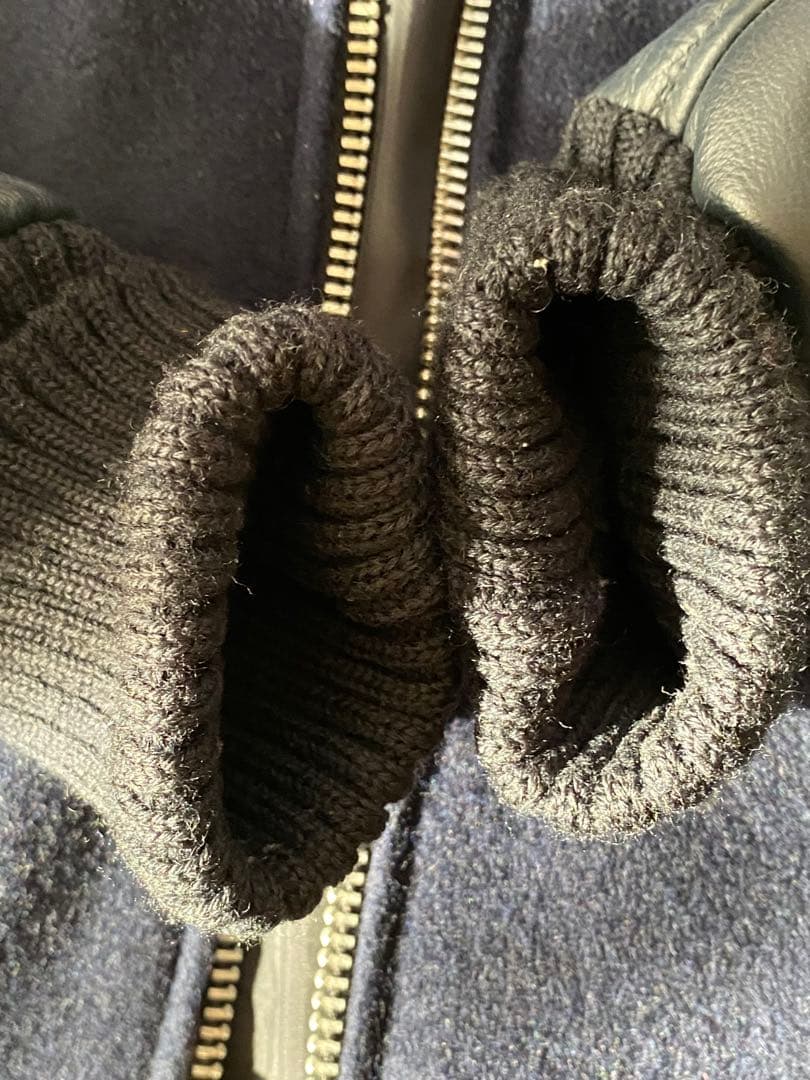 スクーカム　スタジャン　レザー　34 ファラオ　ダブルLENZIP ネイビー美品