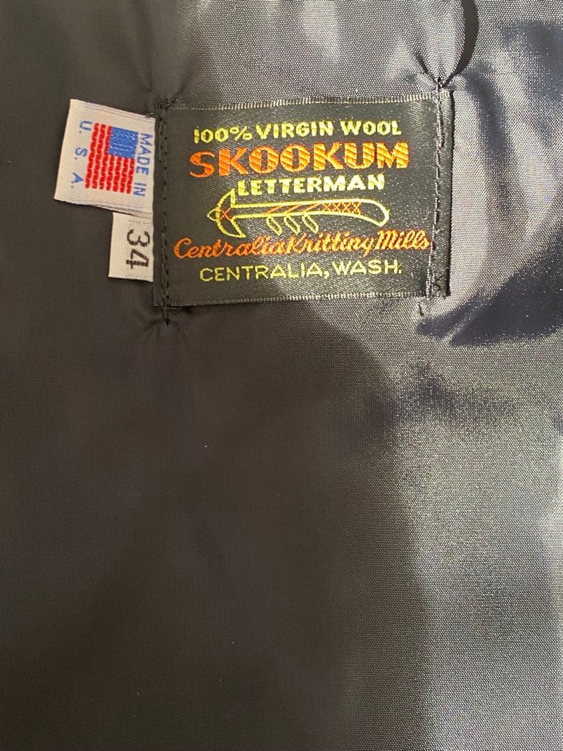 スクーカム　スタジャン　レザー　34 ファラオ　ダブルLENZIP ネイビー美品