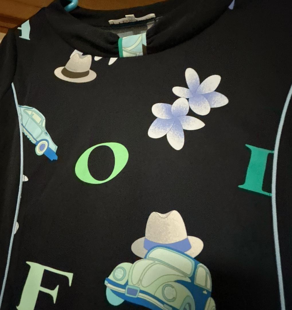 ⭐︎LEONARD⭐︎花と車のプリント 五分袖チュニック　40（M〜L）