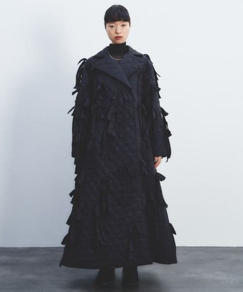 perna リボンキルティングコート　ブラック　L