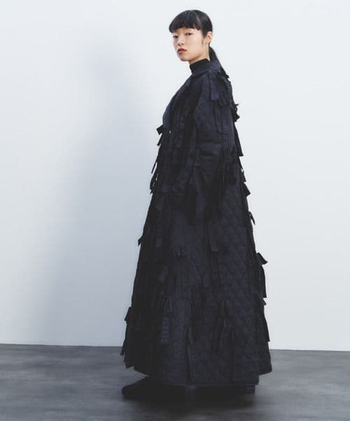 perna リボンキルティングコート　ブラック　L