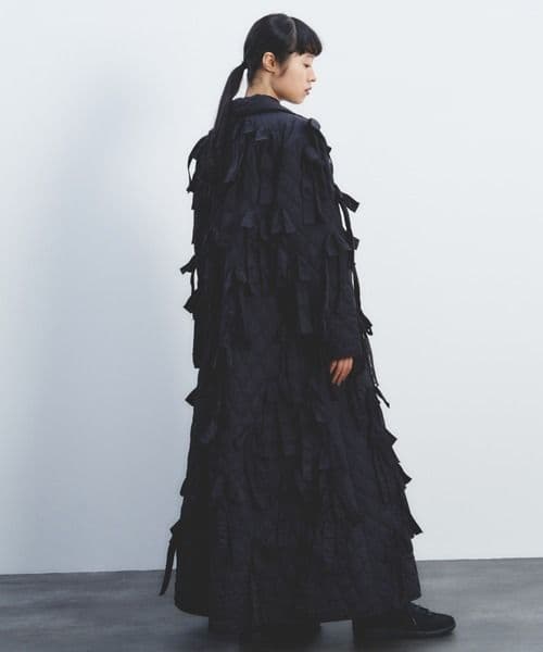 perna リボンキルティングコート　ブラック　L