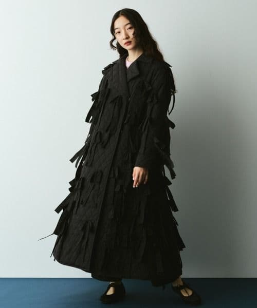 perna リボンキルティングコート　ブラック　L