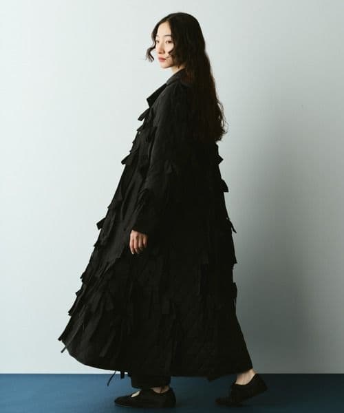 perna リボンキルティングコート　ブラック　L