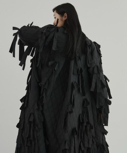 perna リボンキルティングコート　ブラック　L