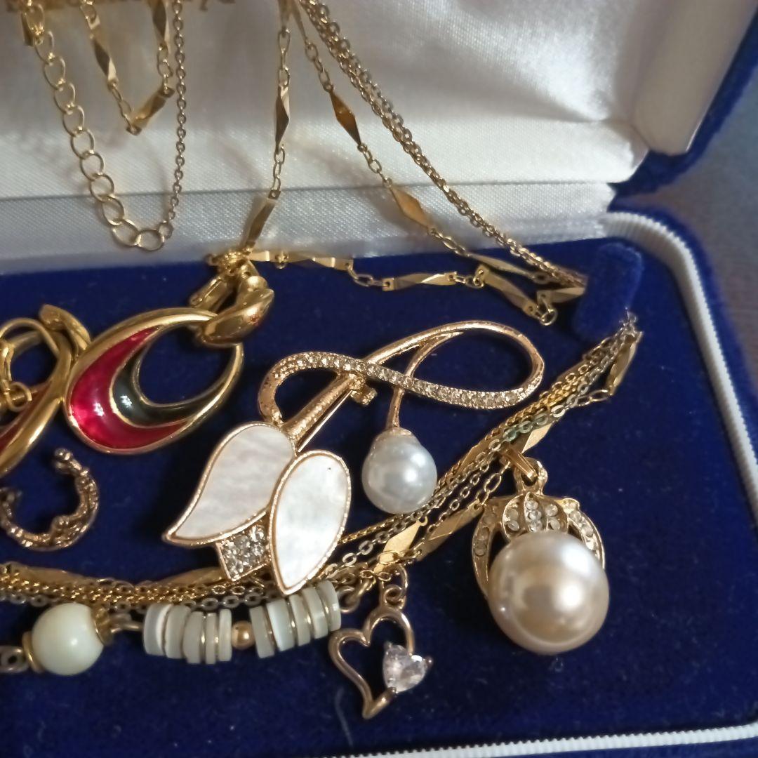 遺品生前整理アクセサリーまとめ K18パールトップ14Kgpリング、イヤリング、