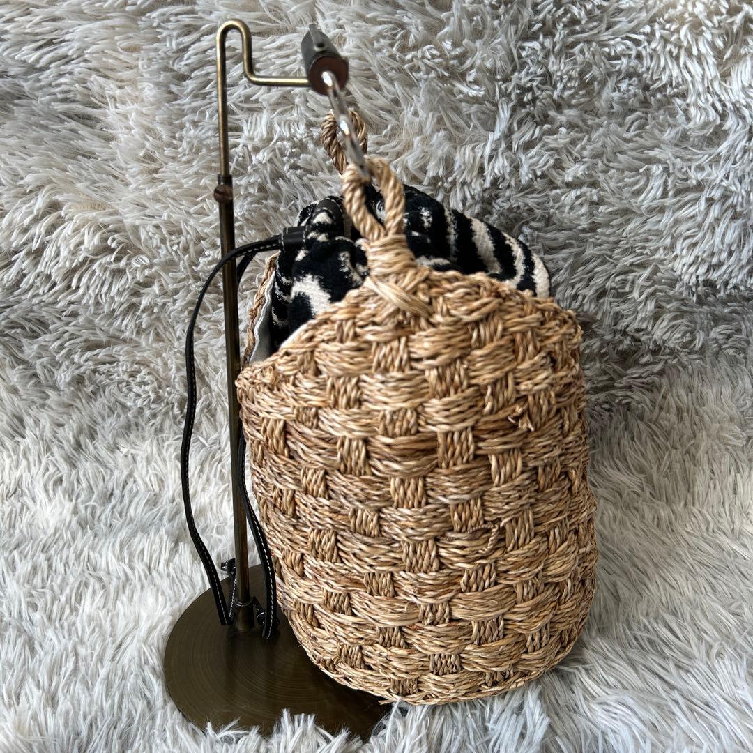 【未使用品】A VACATION BUCKET ZEBRAかごバッグ サファリ