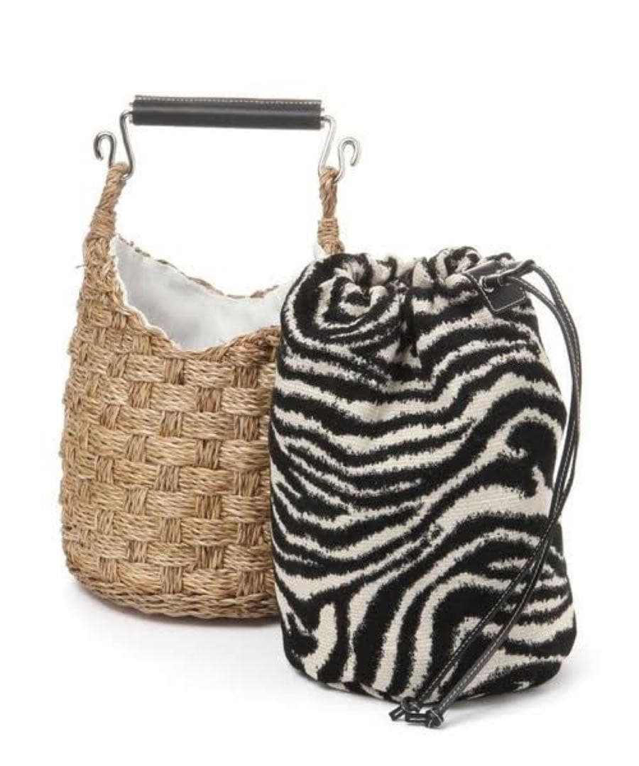 【未使用品】A VACATION BUCKET ZEBRAかごバッグ サファリ