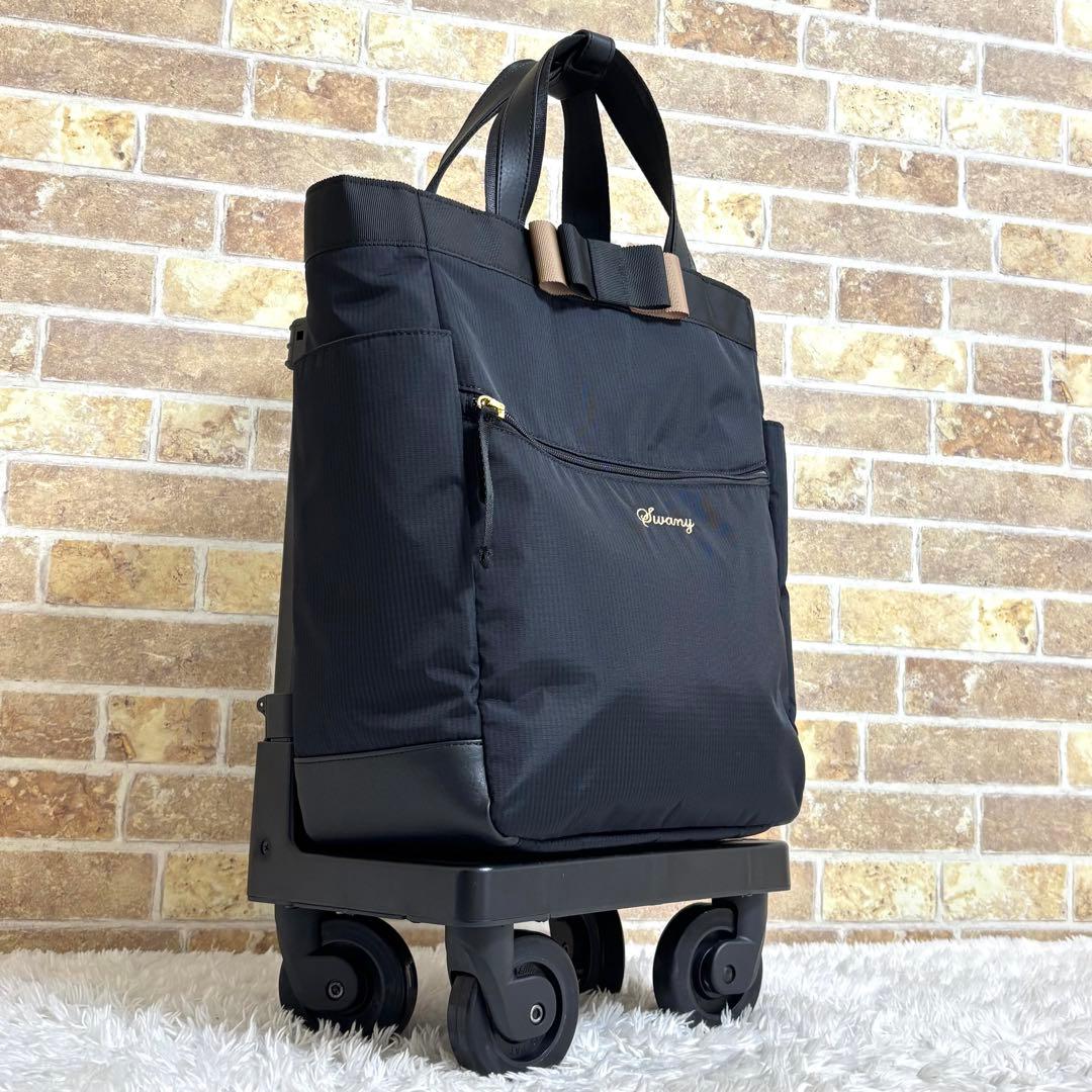 【美品】 スワニー ルバンド キャリーバッグ グログランリボン Mサイズ 4輪