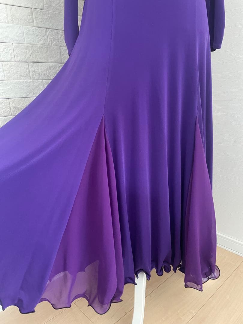 Sanline 社交ダンスワンピース　size11号 紫色 長袖