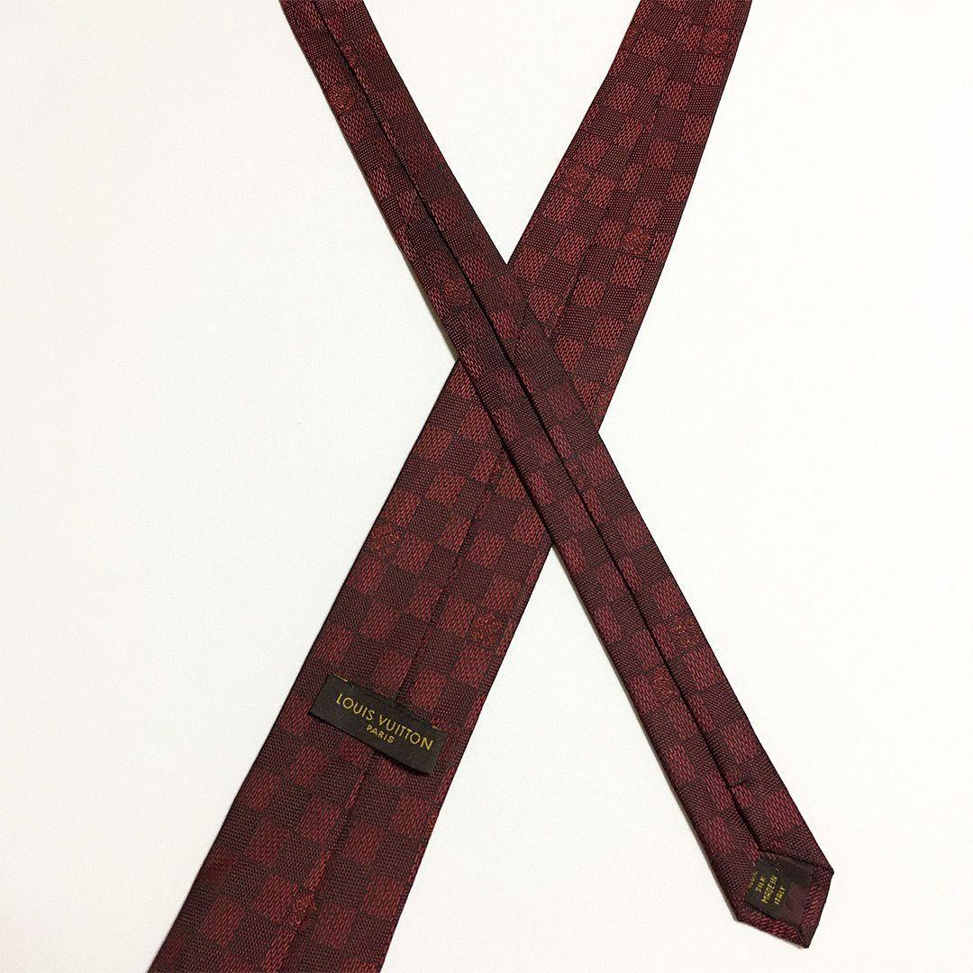 未使用級 ルイヴィトン Louis Vuitton ネクタイ レッド ダミエ
