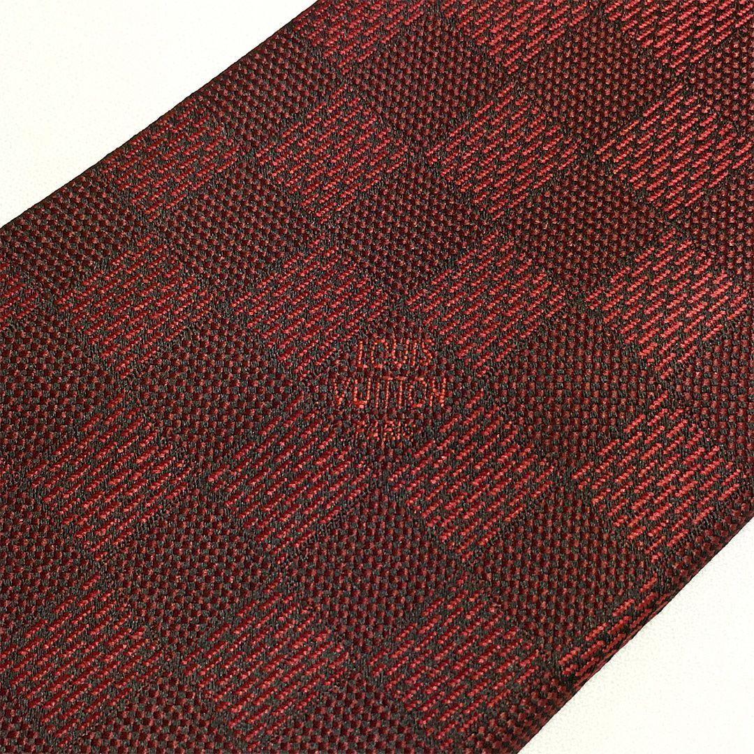 未使用級 ルイヴィトン Louis Vuitton ネクタイ レッド ダミエ