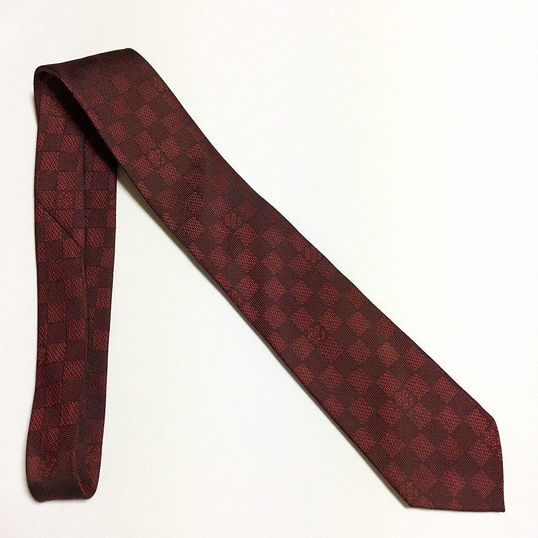 未使用級 ルイヴィトン Louis Vuitton ネクタイ レッド ダミエ