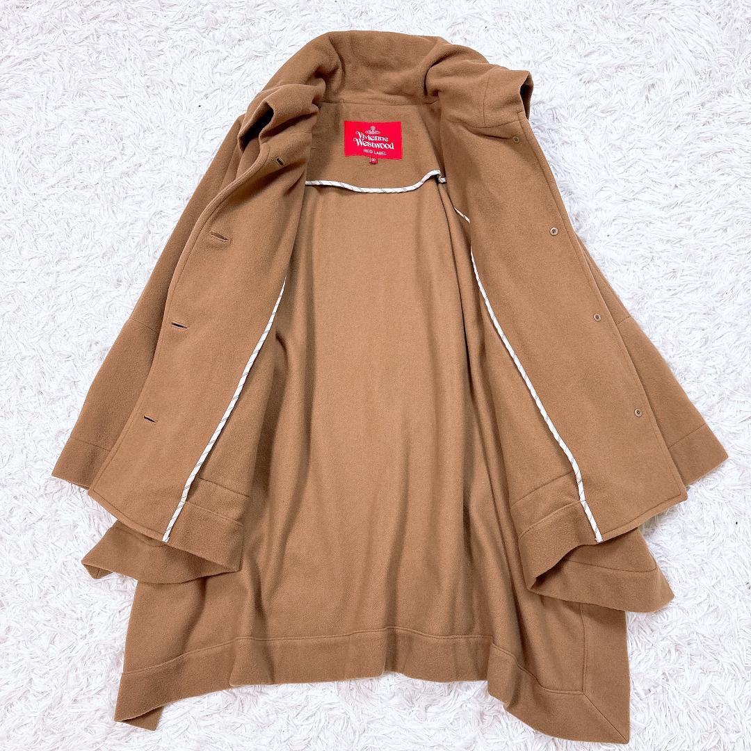 【美品】ヴィヴィアン マフラー付ウールコート スーパーワイド キャメル オーブ釦